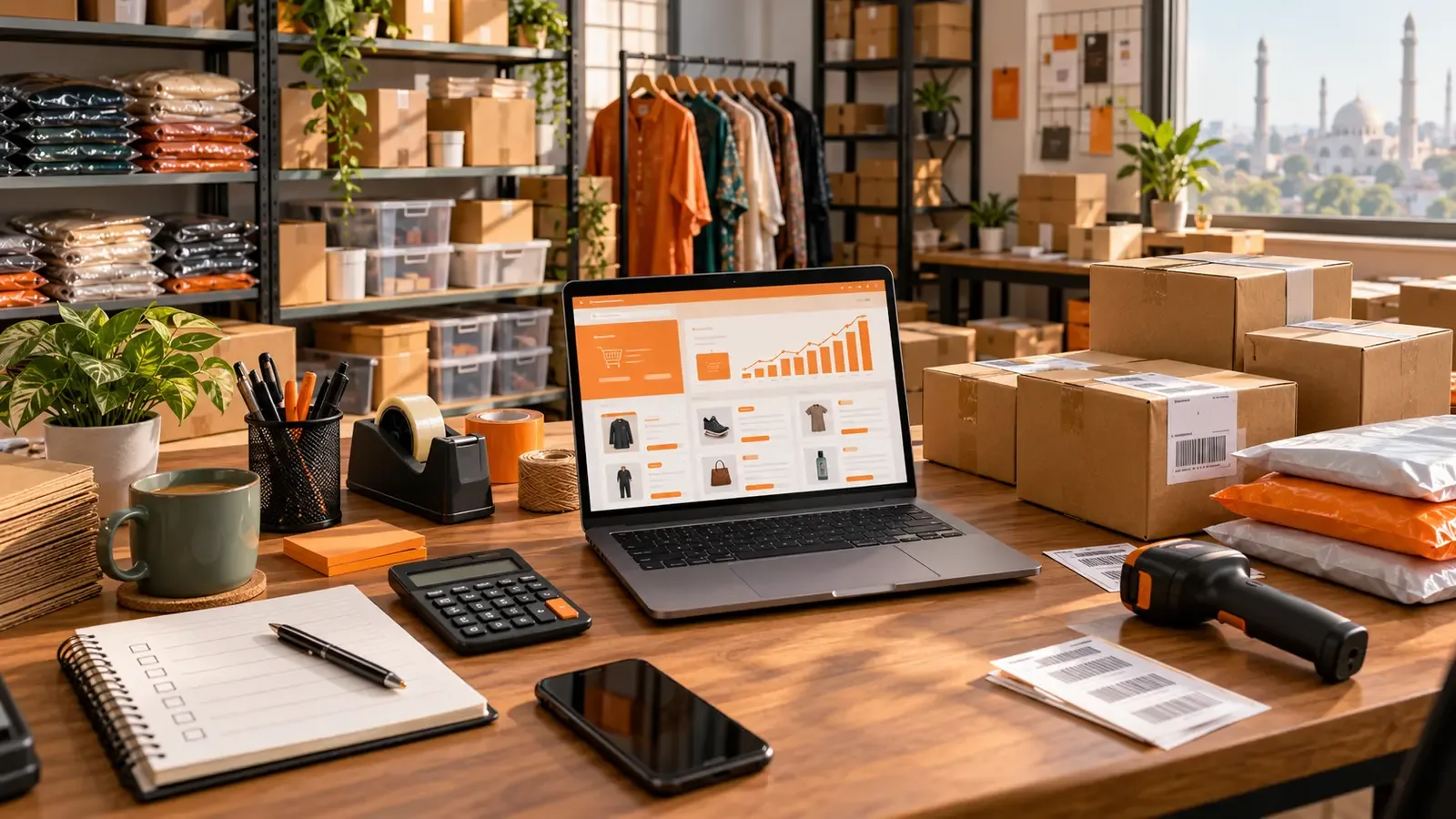 Pakistani ecommerce workspace with campaign dashboard, verified stock and packed customer orders