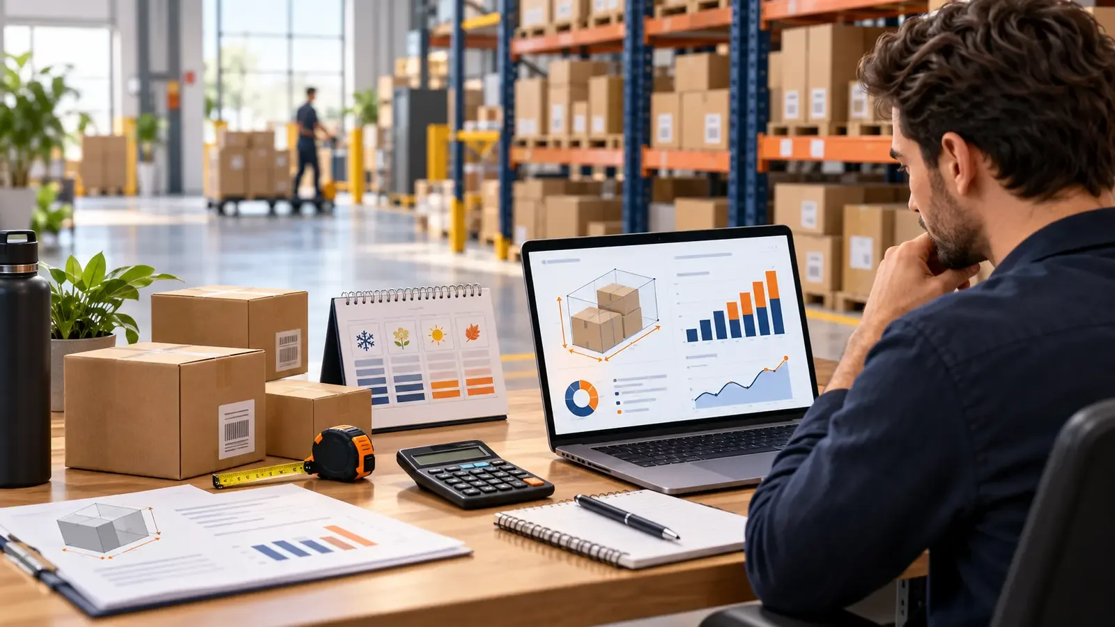 Amazon seller calculating FBA storage volume, seasonal rates and aged inventory costs