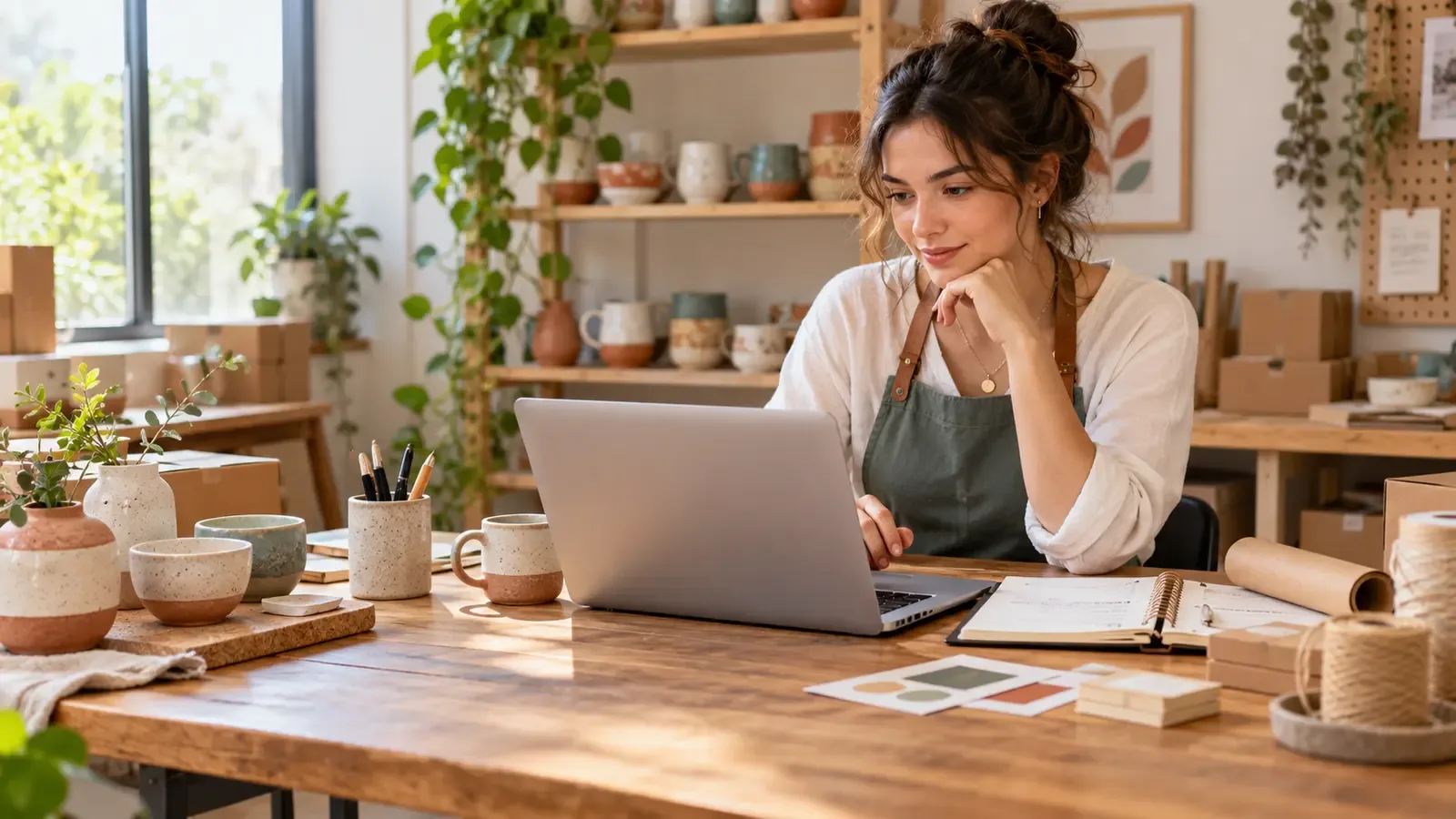 Handmade product seller reviewing Etsy listing renewal costs and inventory