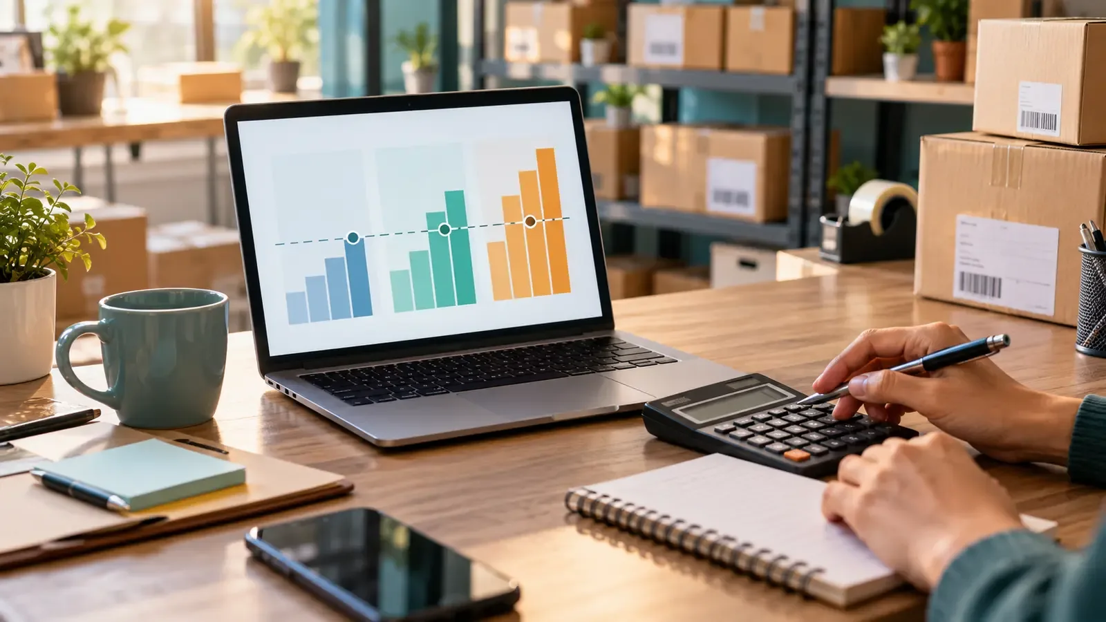 Online seller calculating whether a marketplace store subscription reaches its break-even point