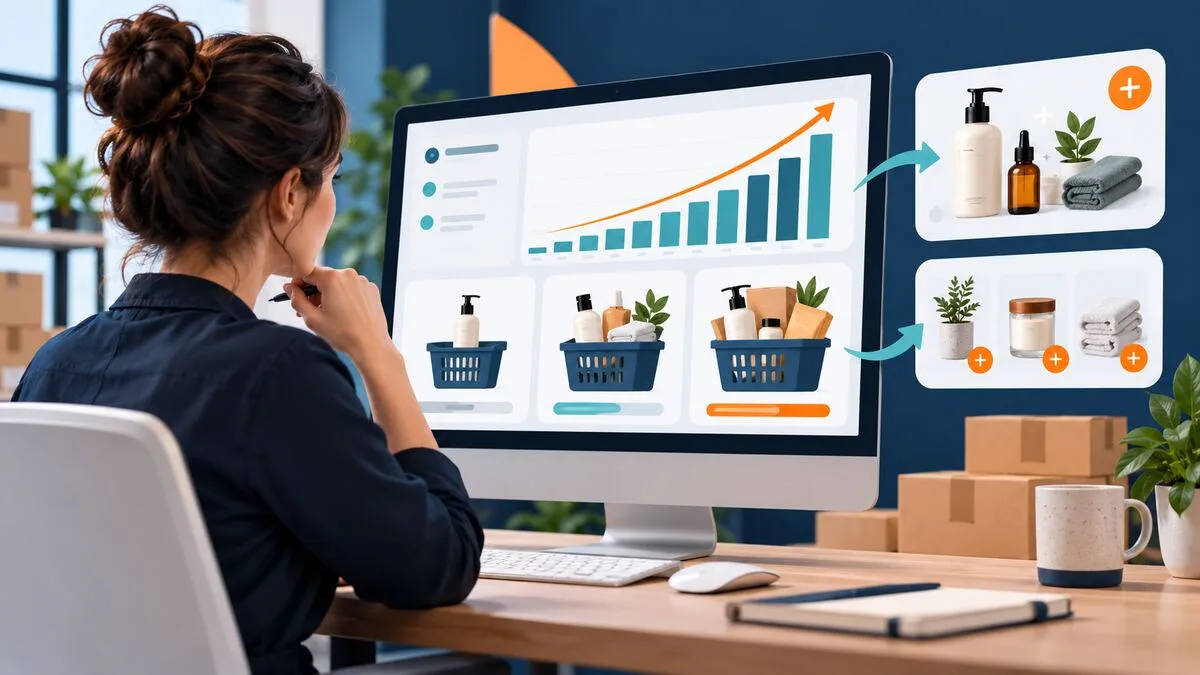 Online seller reviewing average order value and ecommerce basket size metrics